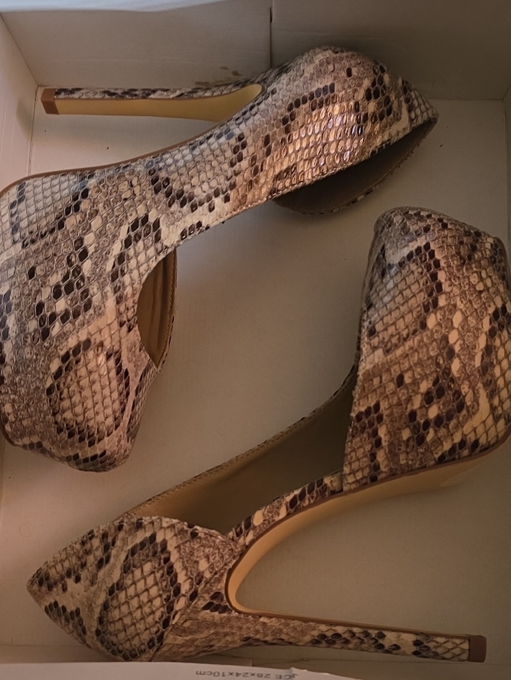 Steve Madden Snake-Print Pointed Toe Stiletto Heels - Tan